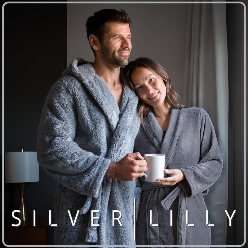 Silver Lilly Premium Womens Robe with Shawl Collar, Plush Fleece Long Bath Robe for Women, Fluffy, Warm, Fleece Women's Bathrobe - Image 2